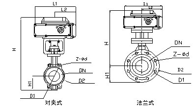 ZARD型电动调节蝶阀结构图