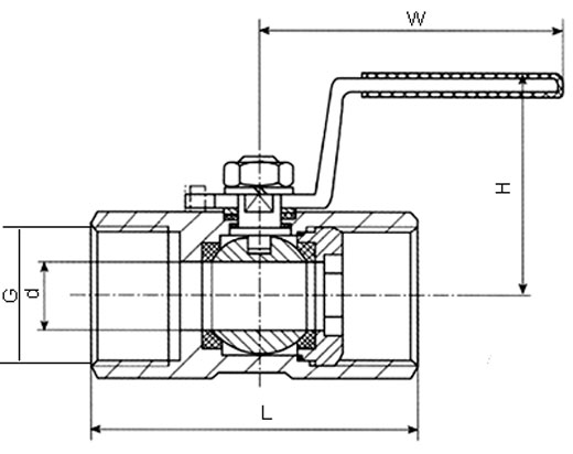 一片式内螺纹球阀 结构图