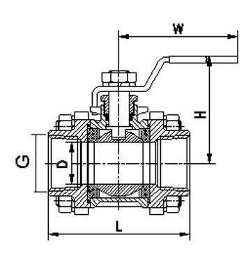 三片式内螺纹球阀结构图