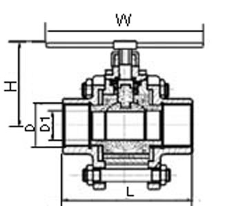 承插焊高压锻钢球阀结构图