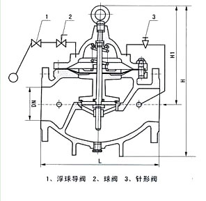 100X遥控浮球阀 结构图