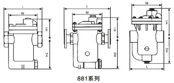 881系列倒吊桶式蒸汽疏水阀结构图